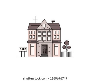 Building for sale. Vector editable illustration