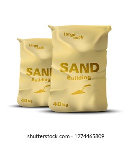 Building sand. Yellow sandbags. Vector illustration.