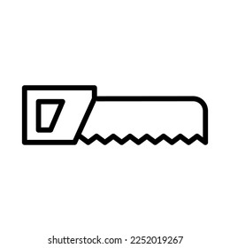 Building saw line icon isolated on white background. Black flat thin icon on modern outline style. Linear symbol and editable stroke. Simple and pixel perfect stroke vector illustration.