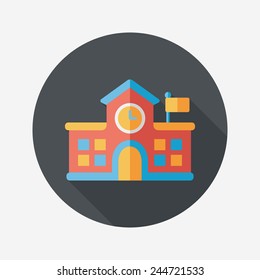 Building school flat icon with long shadow,eps10