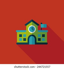 Building school flat icon with long shadow,eps10