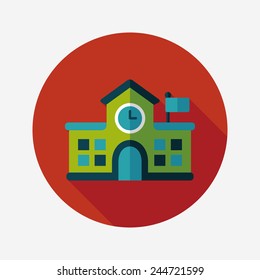 Building school flat icon with long shadow,eps10