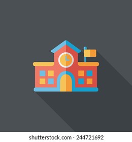 Building school flat icon with long shadow,eps10