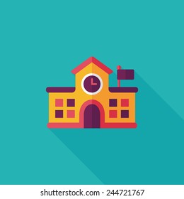 Building school flat icon with long shadow,eps10