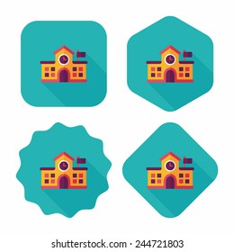 Building school flat icon with long shadow,eps10