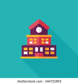 Building school flat icon with long shadow,eps10