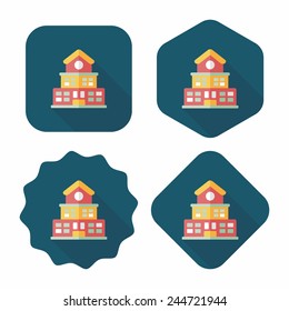 Building school flat icon with long shadow,eps10
