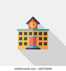 Building school flat icon with long shadow,eps10