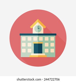 Building school flat icon with long shadow,eps10
