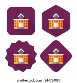 Building school flat icon with long shadow,eps10