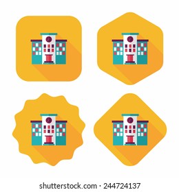 Building school flat icon with long shadow,eps10