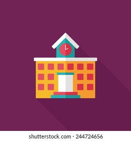 Building school flat icon with long shadow,eps10