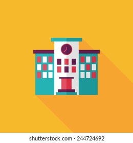 Building school flat icon with long shadow,eps10