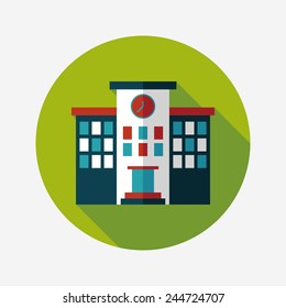 Building school flat icon with long shadow,eps10