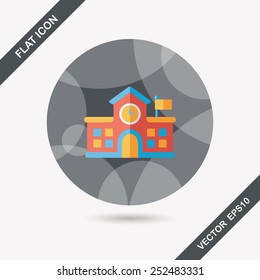 Building school flat icon with long shadow,eps10