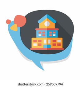Building school flat icon with long shadow,eps10