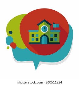 Building school flat icon with long shadow,eps10