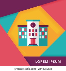 Building school flat icon with long shadow,eps10