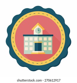 Building school flat icon with long shadow,eps10