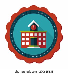 Building school flat icon with long shadow,eps10