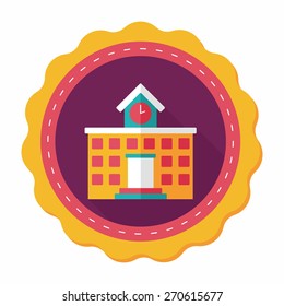 Building school flat icon with long shadow,eps10