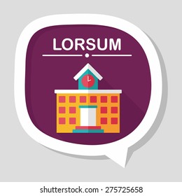 Building school flat icon with long shadow,eps10
