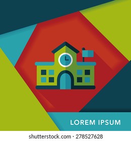 Building school flat icon with long shadow,eps10