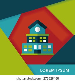 Building school flat icon with long shadow,eps10