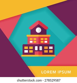 Building school flat icon with long shadow,eps10