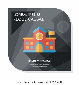 Building school flat icon with long shadow,eps10