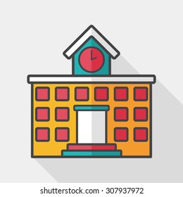 Building school flat icon with long shadow,eps10