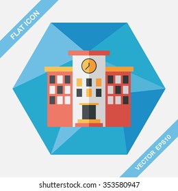 Building school flat icon with long shadow,eps10