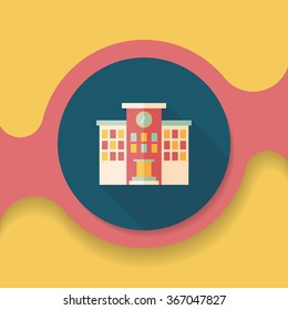 Building school flat icon with long shadow,eps10