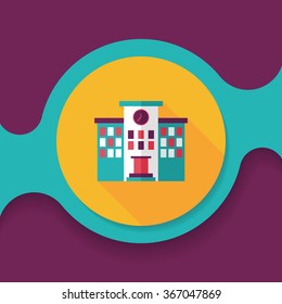 Building school flat icon with long shadow,eps10