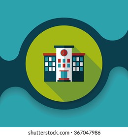 Building school flat icon with long shadow,eps10
