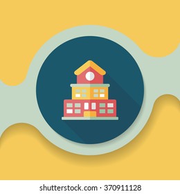 Building school flat icon with long shadow,eps10