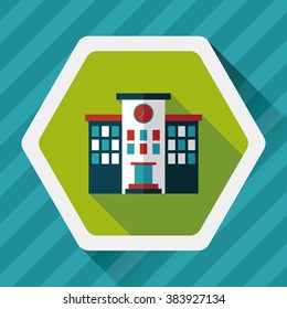 Building school flat icon with long shadow,eps10