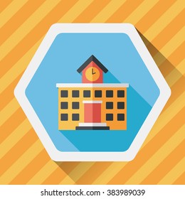 Building school flat icon with long shadow,eps10