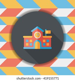 Building school flat icon with long shadow,eps10