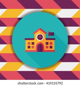 Building school flat icon with long shadow,eps10