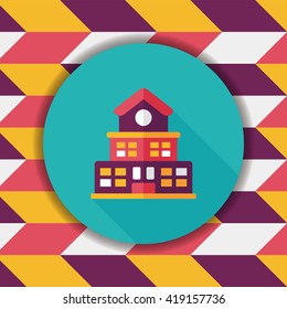 Building school flat icon with long shadow,eps10