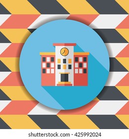 Building school flat icon with long shadow,eps10