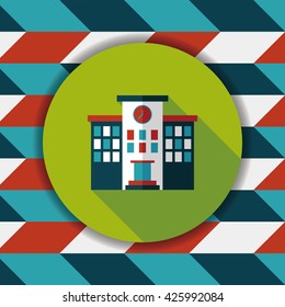 Building school flat icon with long shadow,eps10