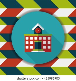 Building school flat icon with long shadow,eps10