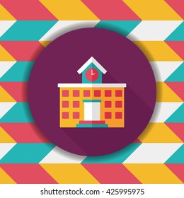 Building school flat icon with long shadow,eps10