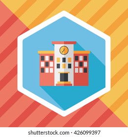 Building school flat icon with long shadow,eps10