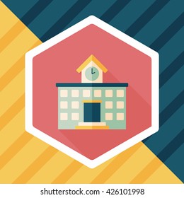 Building school flat icon with long shadow,eps10