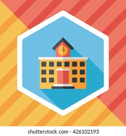 Building school flat icon with long shadow,eps10