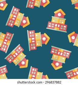 Building school flat icon,eps10 seamless pattern background