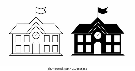 building school icon set isolated on white background